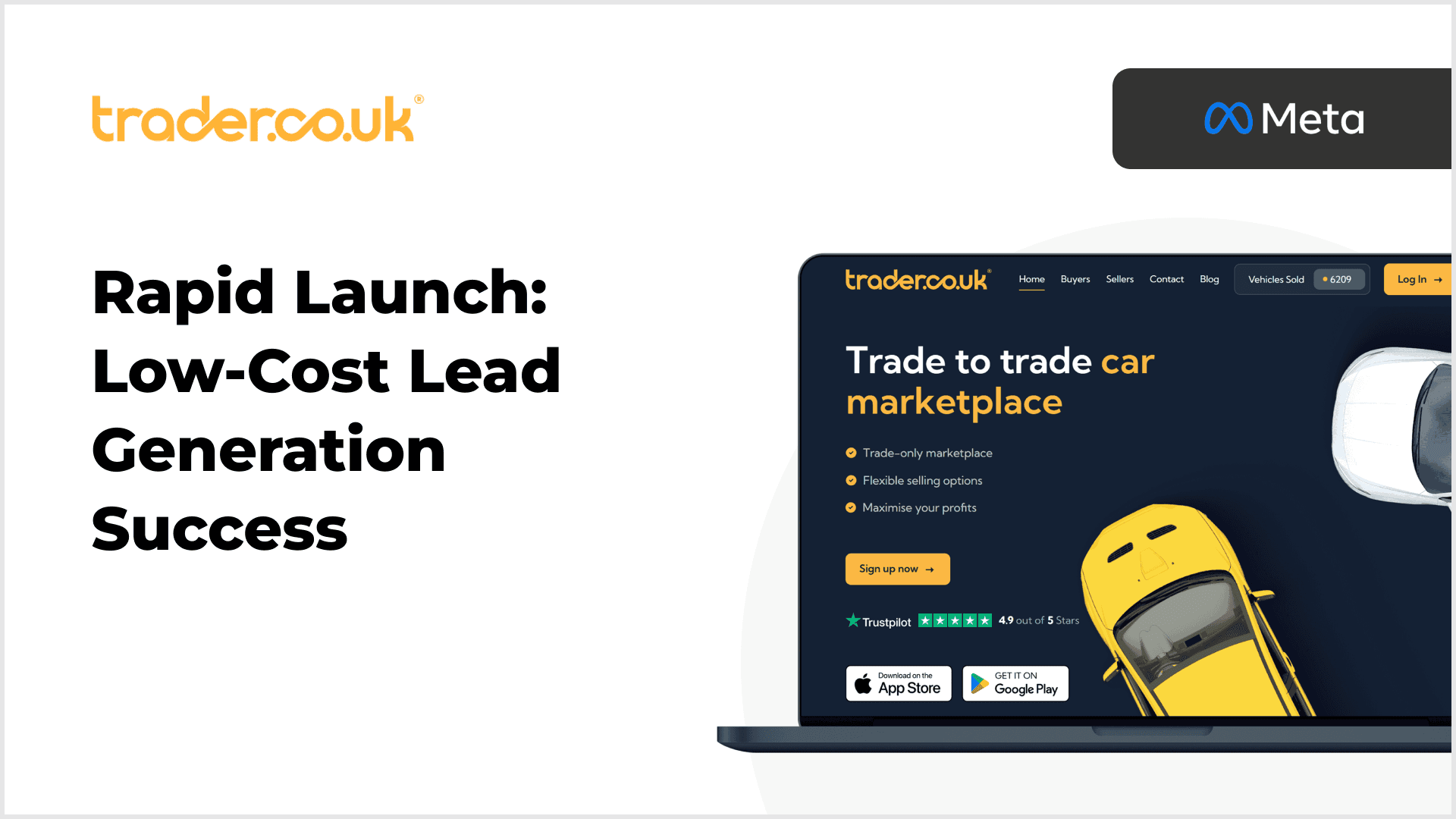 Rapid Launch case study - trader.co.uk Rapid launch case study for trader.co.uk showing low-cost lead generation results