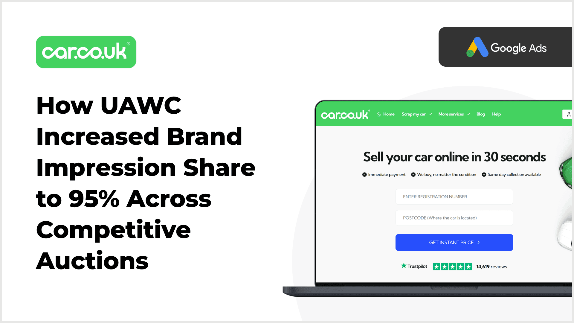 Brand Protection PPC Case Study Google Ads brand protection campaign dashboard showing impression share results